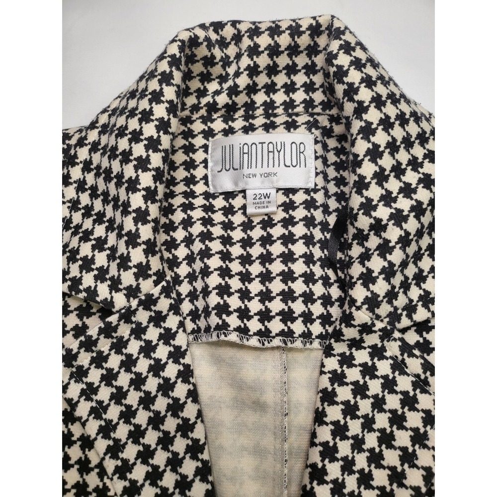 Julian Taylor New York Houndstooth Longline Jacket Blazer Black White Size 22W - Picture 2 of 7
